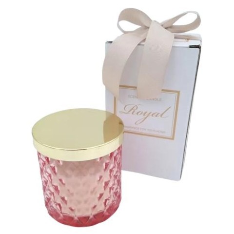 CANDELA VETRO 10CM FUXIA CON SCATOLA